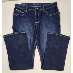 Wrangler Q-baby Riding Jeans‎ Womens 33 15x34 Ultimate Denim Dark Wash Blue
